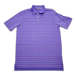 Pete Millar Summer Comfort Men's Purple Blue Stripe Short Sleeve Polo Size L